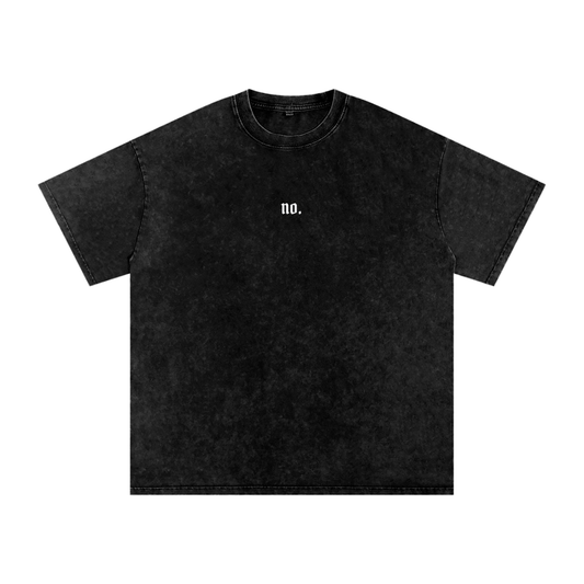 'no.' oversized acid wash tee in black, front