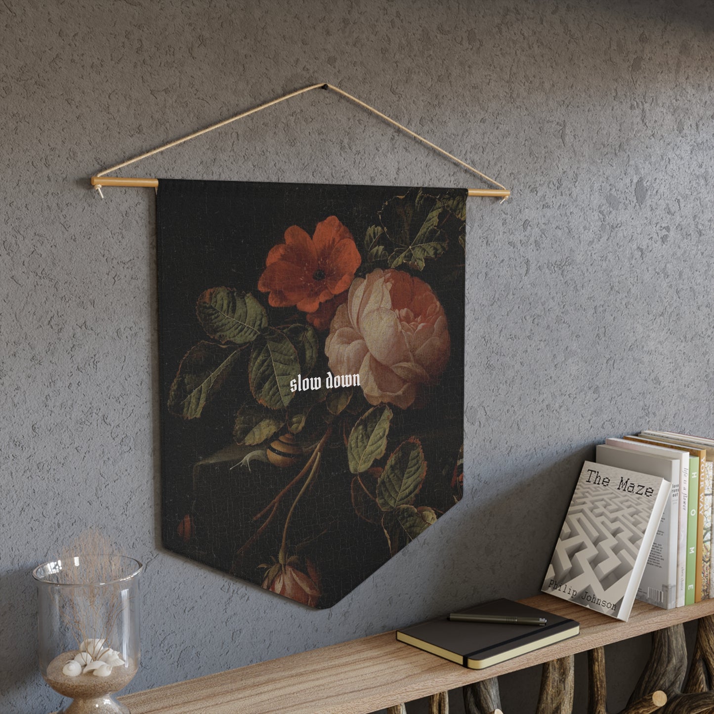 “Slow Down” Mantra Pennant Wall Hanging