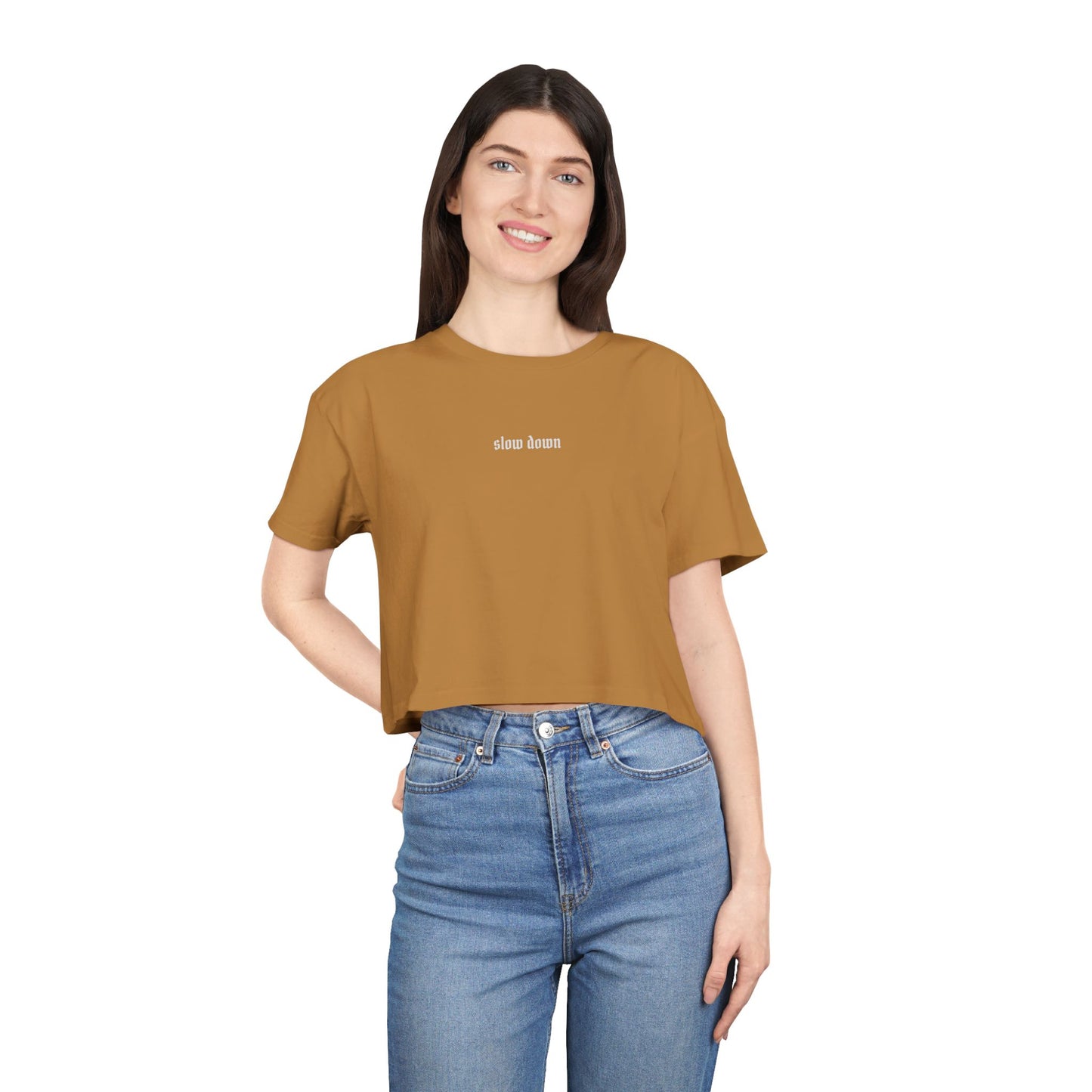 Slow down. 100% Cotton Crop Tee