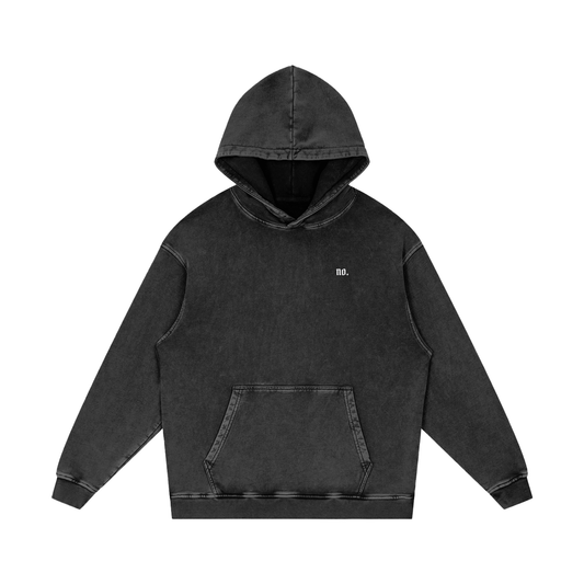 'no.' oversized snow wash hoodie in black beauty, front
