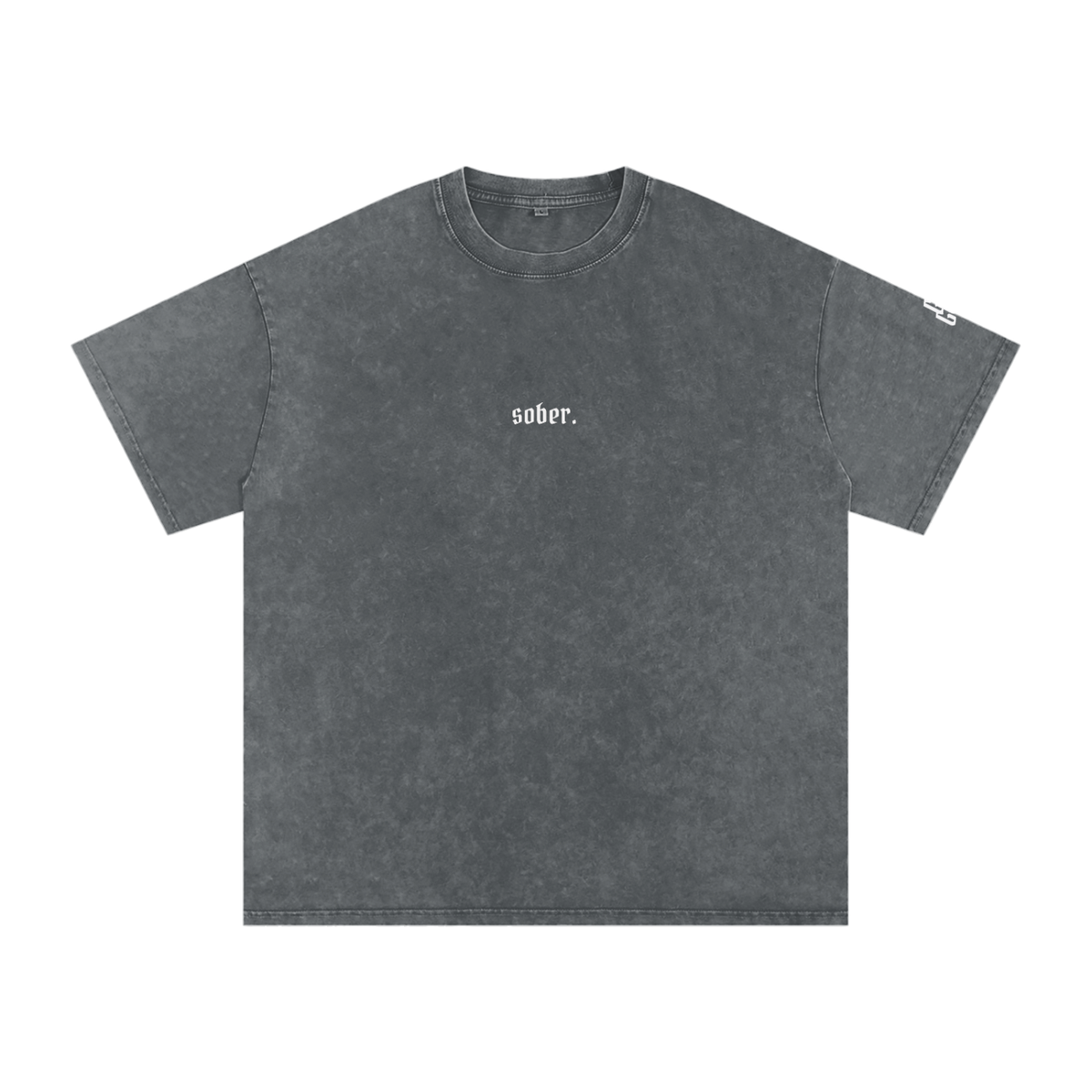 "sober." snow wash oversized tee in pirate gray, front