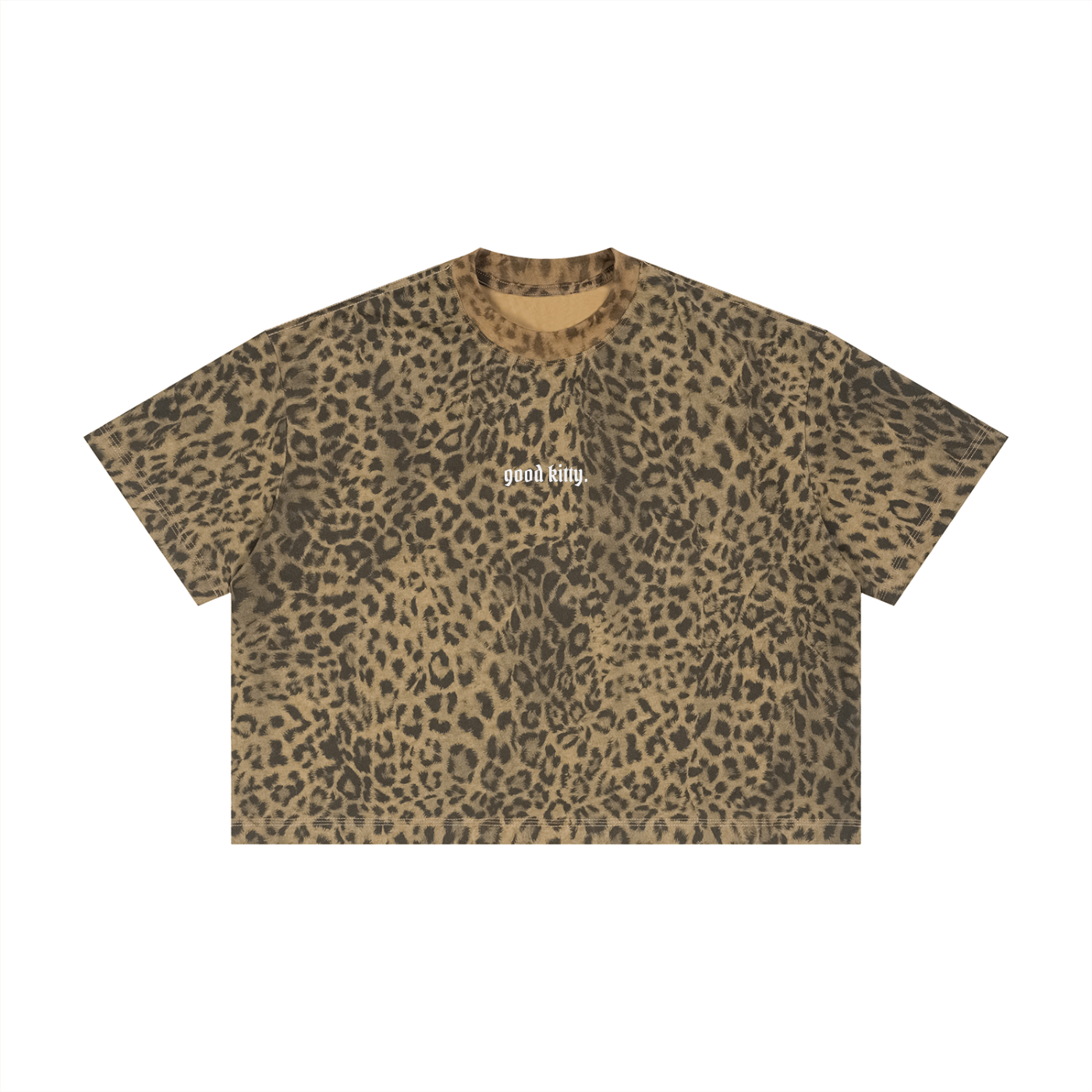 Good Kitty Leopard Print Boxy T-Shirt