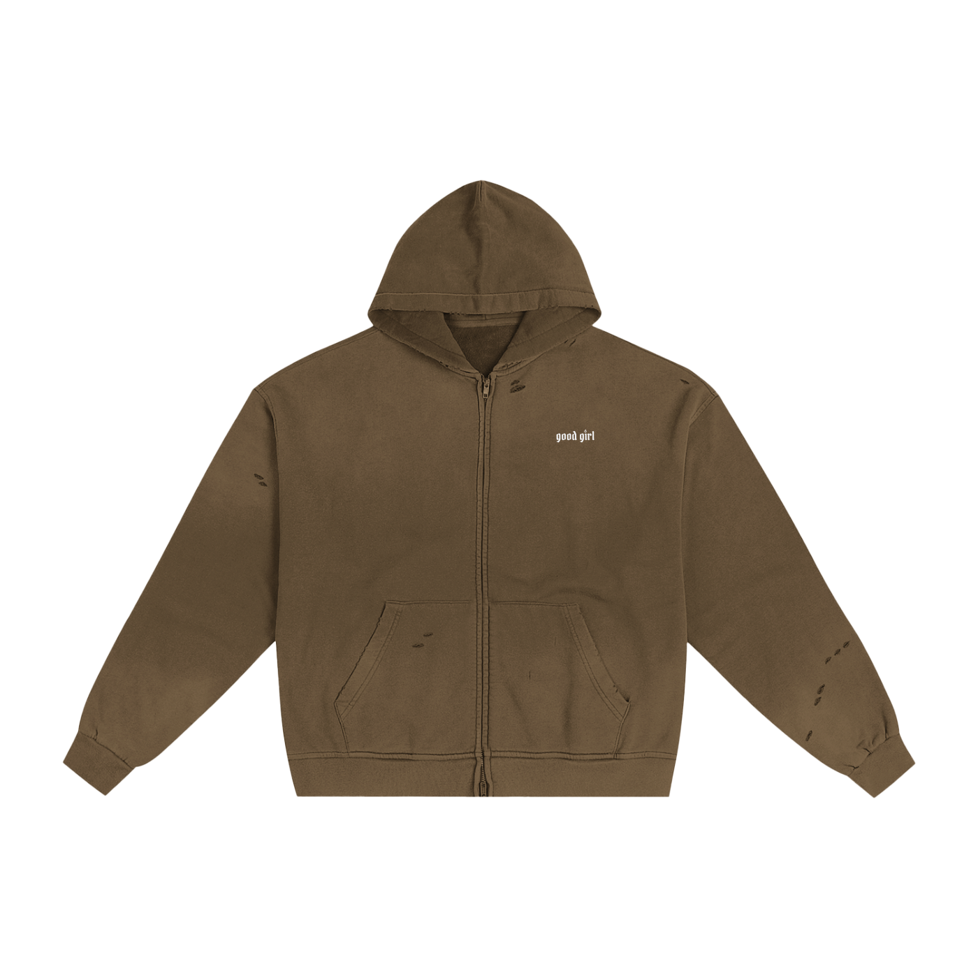 Drishti Hand-Frayed Sunfade Zip Hoodie