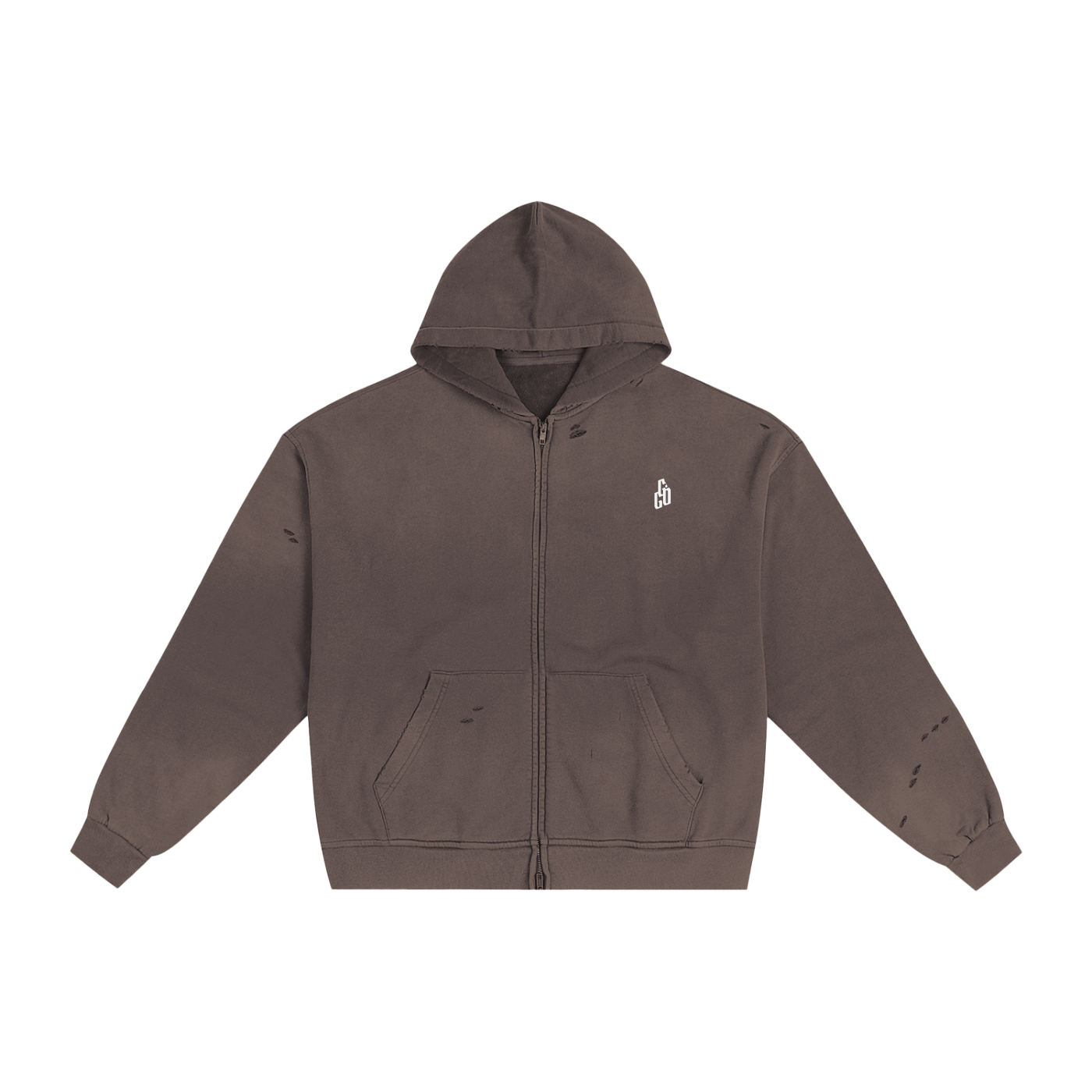 Venus Good Girl Hand-Frayed Sunfade Zip Hoodie