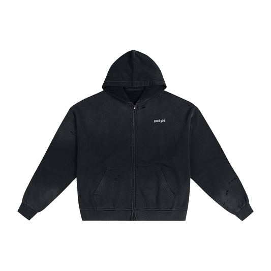 Drishti Hand-Frayed Sunfade Zip Hoodie