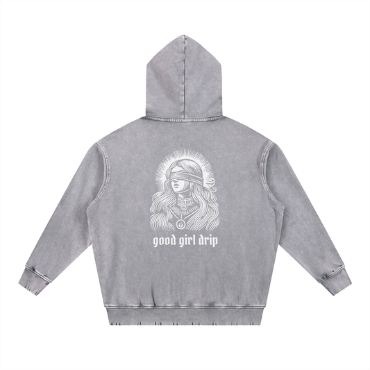 Surrender Snow Wash Hand-Frayed Heavyweight  Hoodie