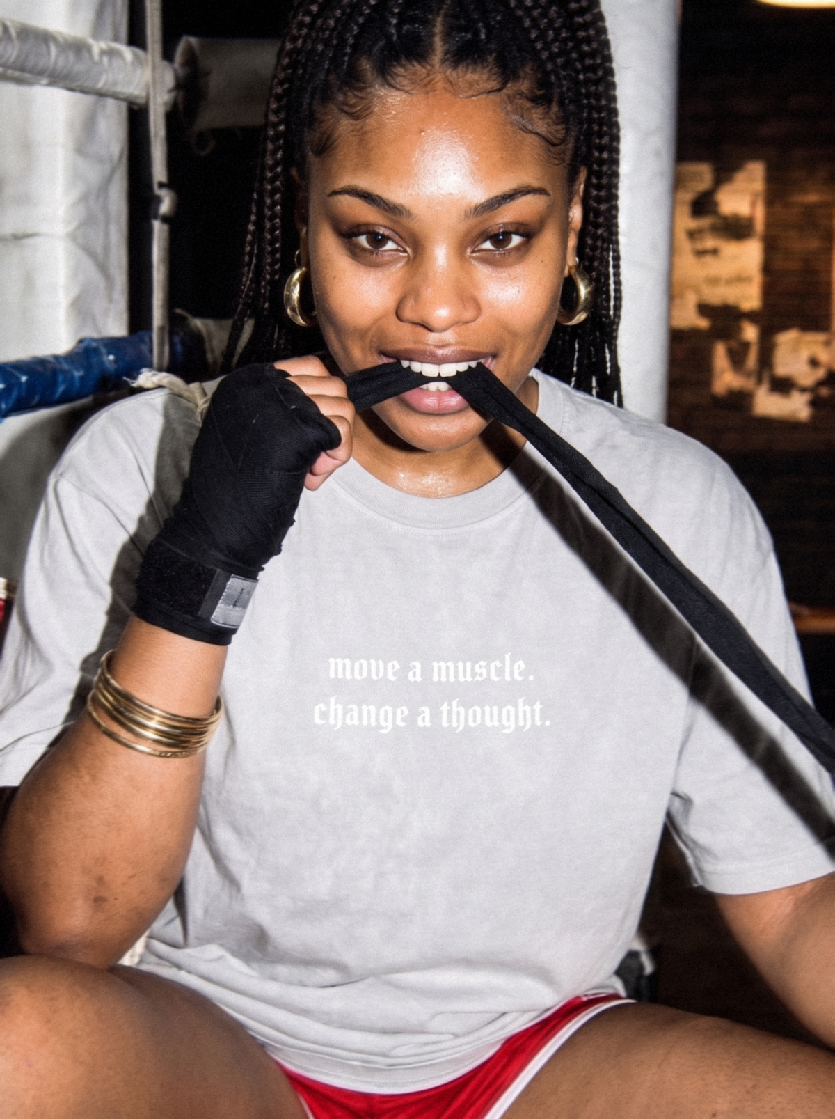 "move a muscle, change a thought." Oversized Gym Tee