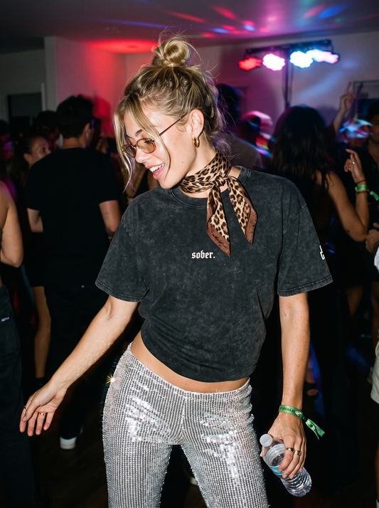 "sober." Snow Wash Oversized Tee
